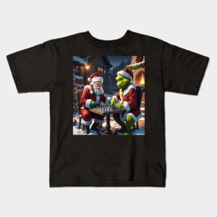 Santa Claus Vs The Grinch In A Game Of Chess Kids T-Shirt